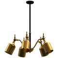 Ambiate Direttore 5-Light Chandelier Fixture, Brushed Gold Shades w/Black Down Rod, E26, 40W Max, Dimmable AL10014C5